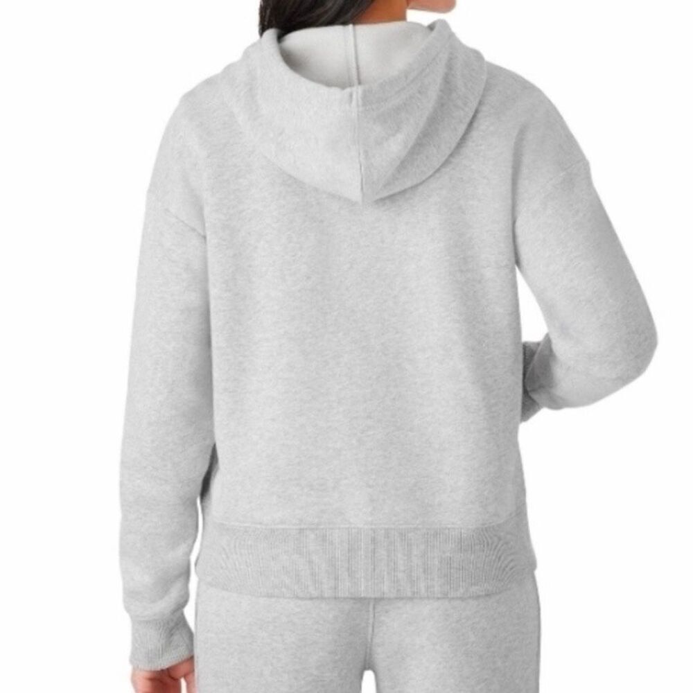 Member's Mark Women's Long Sleeve Relaxed Fit Fleece Hoodie - Light Grey Heather - Picture 2 of 7